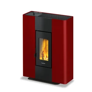 Freepoint Roxy Stand 7 T2 9 kW Poêle à granulés étanche rouge extra plat 27 cm – 9 kW,