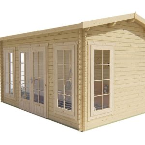 Cabane de jardin en bois Arne 450x350x264 cm – Épicéa 28 mm – Tuindeco