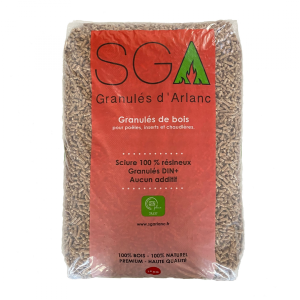 Granulés de bois SGA 15 kg – Demi-palette 35 sacs – 525 kg – DINplus