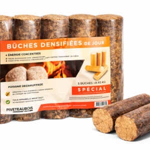 Bûches densifiées de jour Piveteau – Demi-palette 52 paquets de 5 bûches – 260 bûches