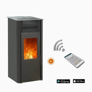 Poêle à Granulés Étanche Emaflam Reva 9 kW Noir – WiFi Inclus