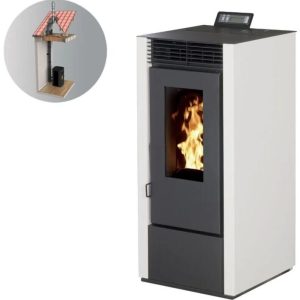 Poêle à Granulés Interstoves Marina 11 kW Étanche Blanc + Kit Conduit 80/125